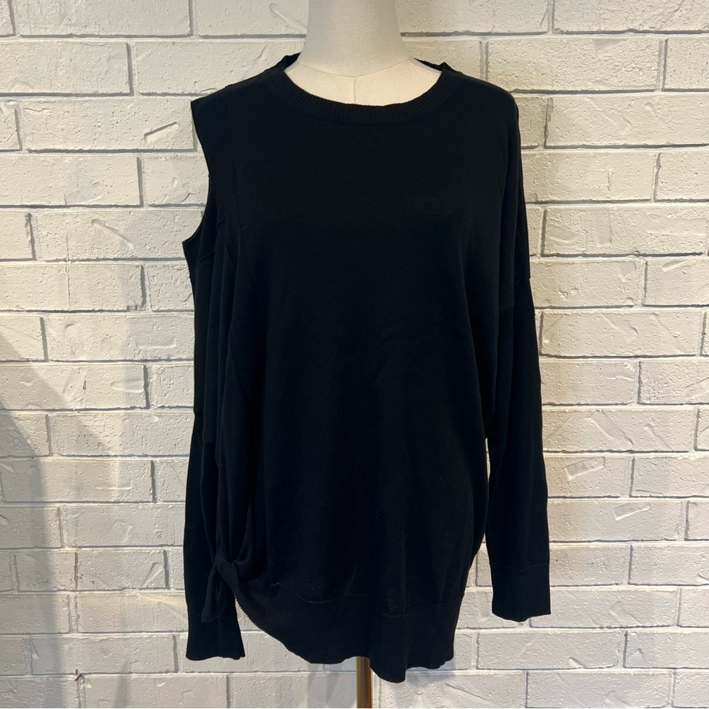 Planet Lauren G Black Pima Cotton Sweater Top Womens One Size
